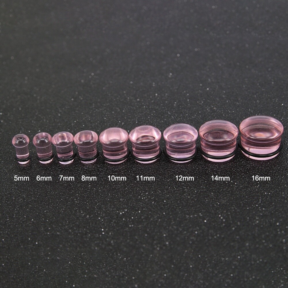 1 Pair Glass Ear Gauges Mushroom Single Flare Plug Ear Lobe Stretching Piercing