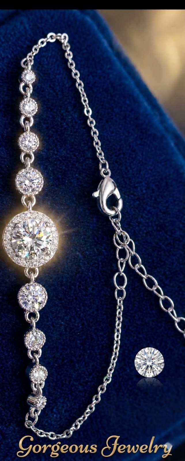 2.56 CTW MOISSANITE Bracelet with Halos VVS1 D CERTIFIED. PASSES TESTER USA MADE