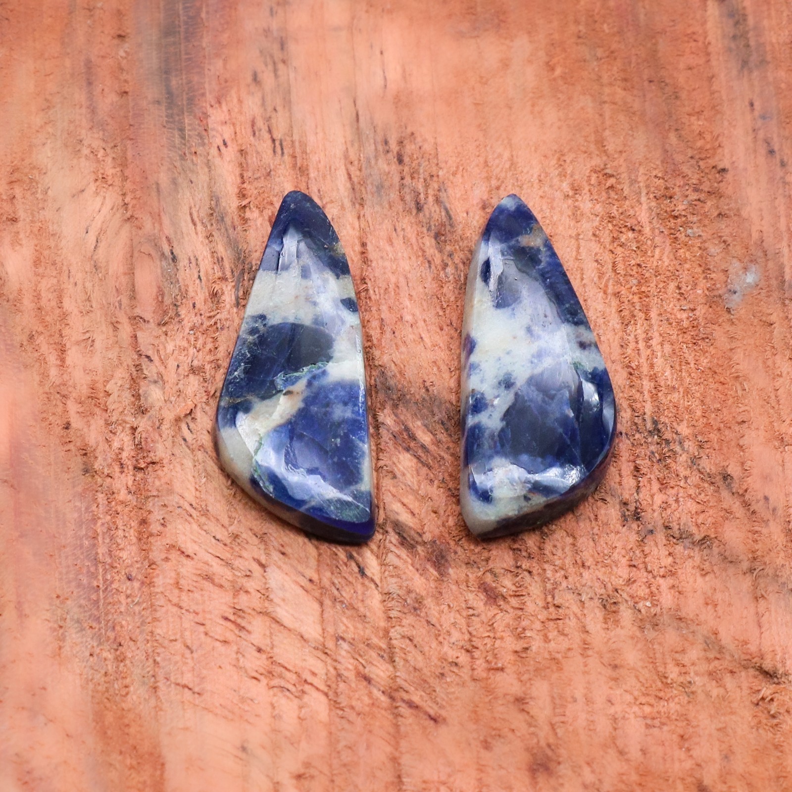 13.45 Cts Natural Sodalite Undrilled Cabochon Match Pair Gemstone 23x10x4mm