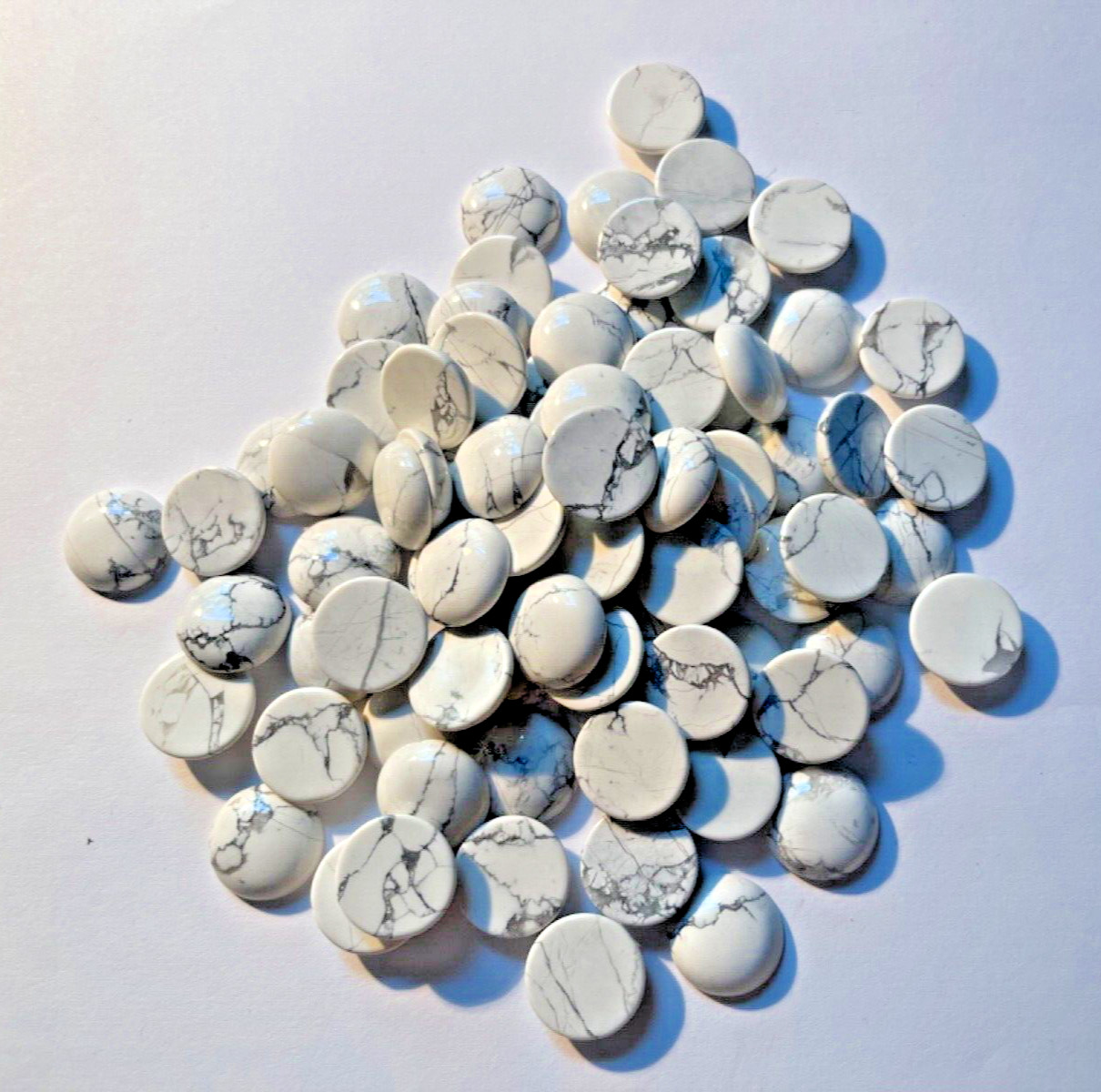 LOT OF 10 PIECES GENUINE NATURAL 15 MM CAB WHITE HOWLITE BELOW WHOLESALE!!!