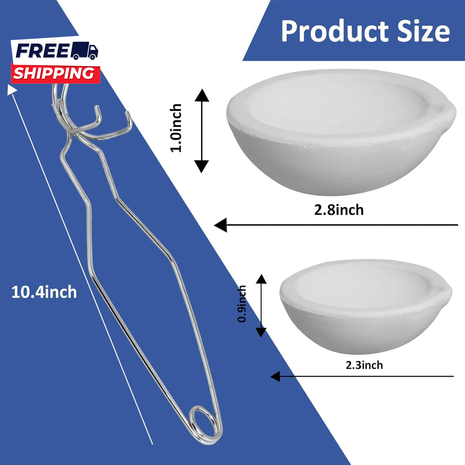 8 Pcs Crucibles for Melting Metal Kit 4 Ceramic Quartz Crucibles and 2 Upgraded