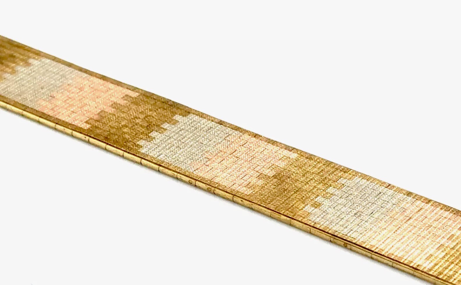 Italian Vintage Basket Weave Mesh Multi Color Bracelet 43.3 G Solid Gold 14k