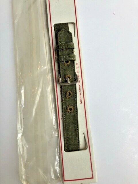 1940’s NOS US Military canvas strap 1/2″ 12.7mm 2-piece – compass or watch B1FFF