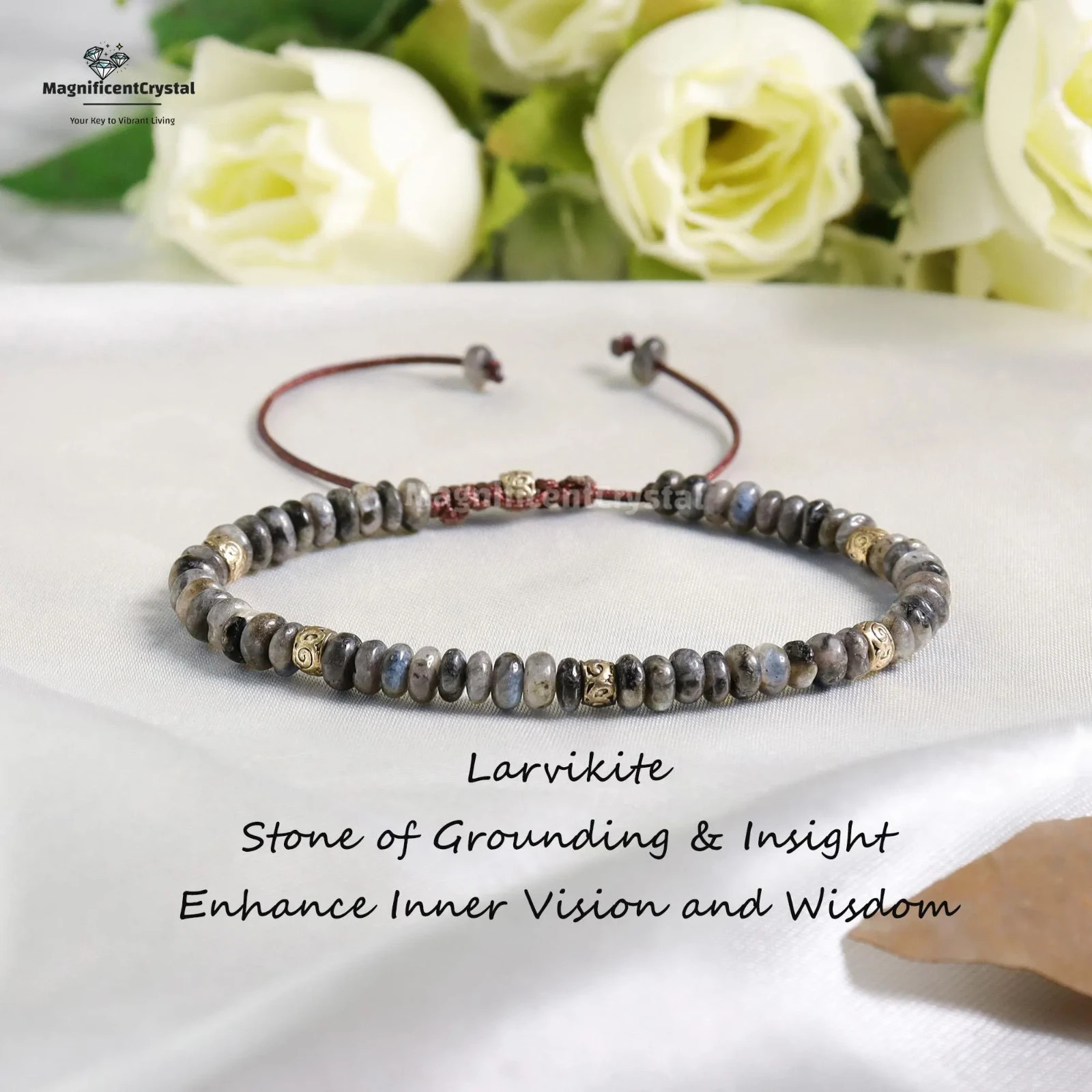 Grounding Larvikite Bracelet Stone of Spiritual Protection Healing Reiki Jewelry