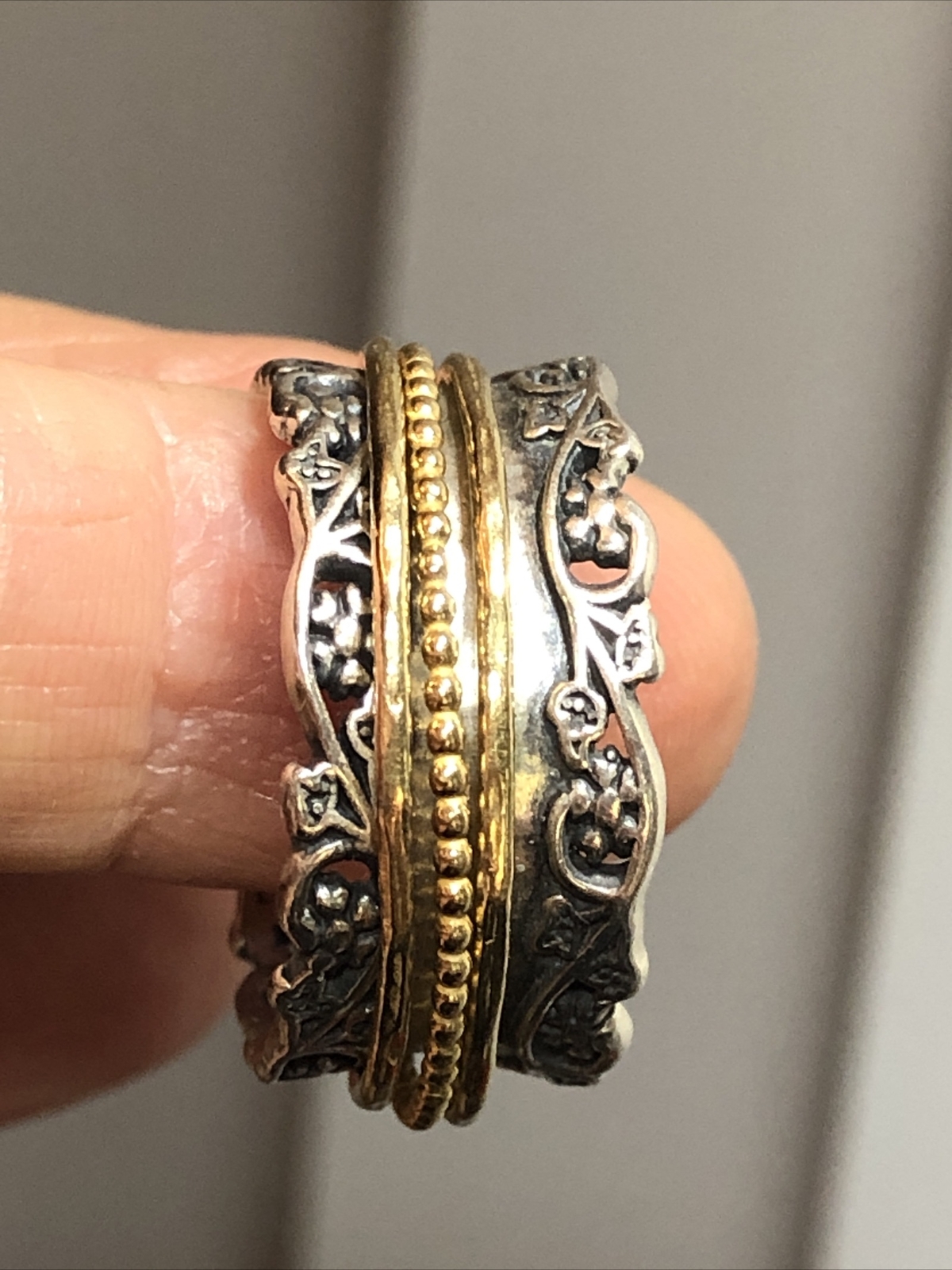 PZ Paz Creations 925 Sterling silver Yellow Spinner Ring 9.2g, 10.5s ISRAEL