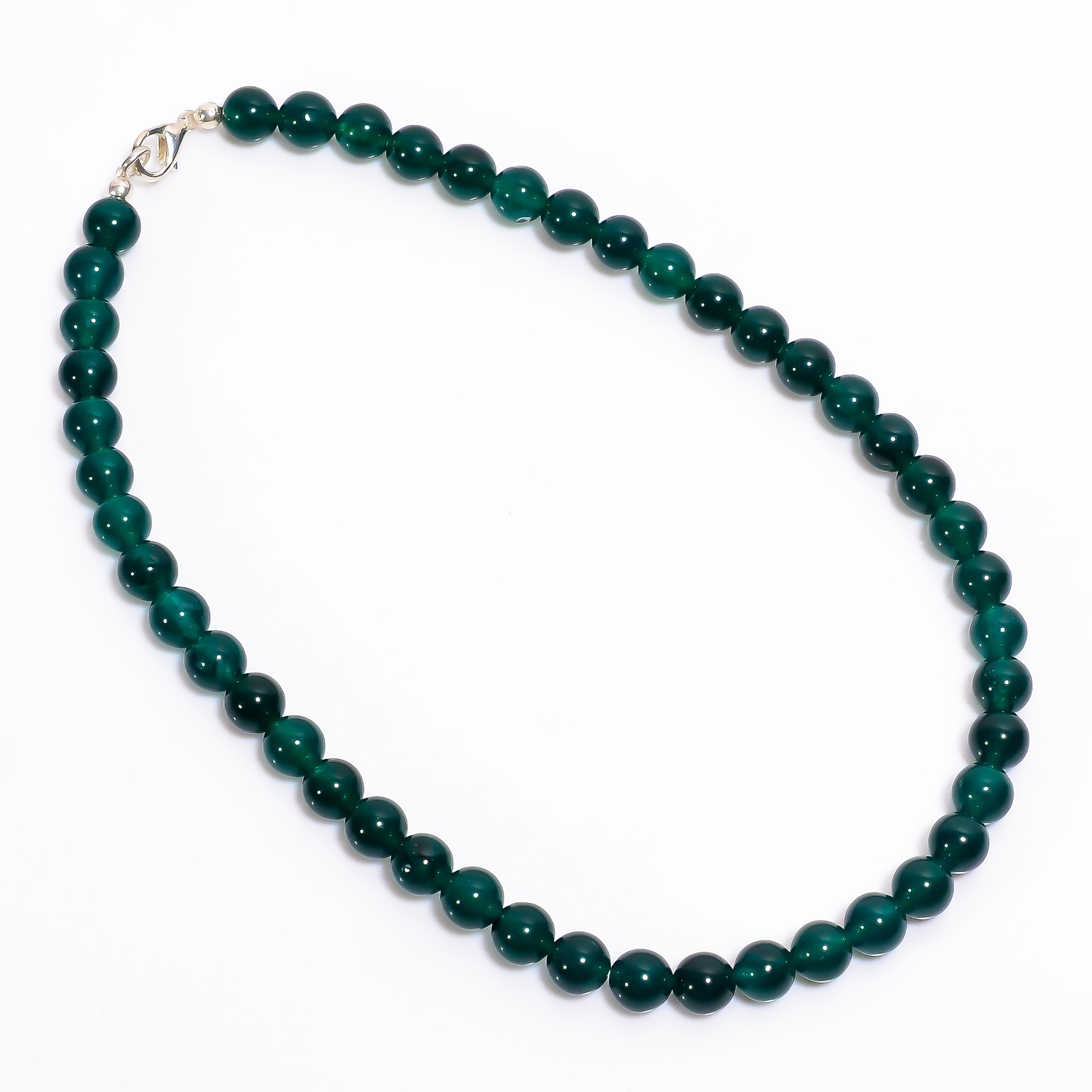 Natural Jade Gemstone Round 8 mm Smooth Beads 15.5″ Stretchable Necklace NN-62