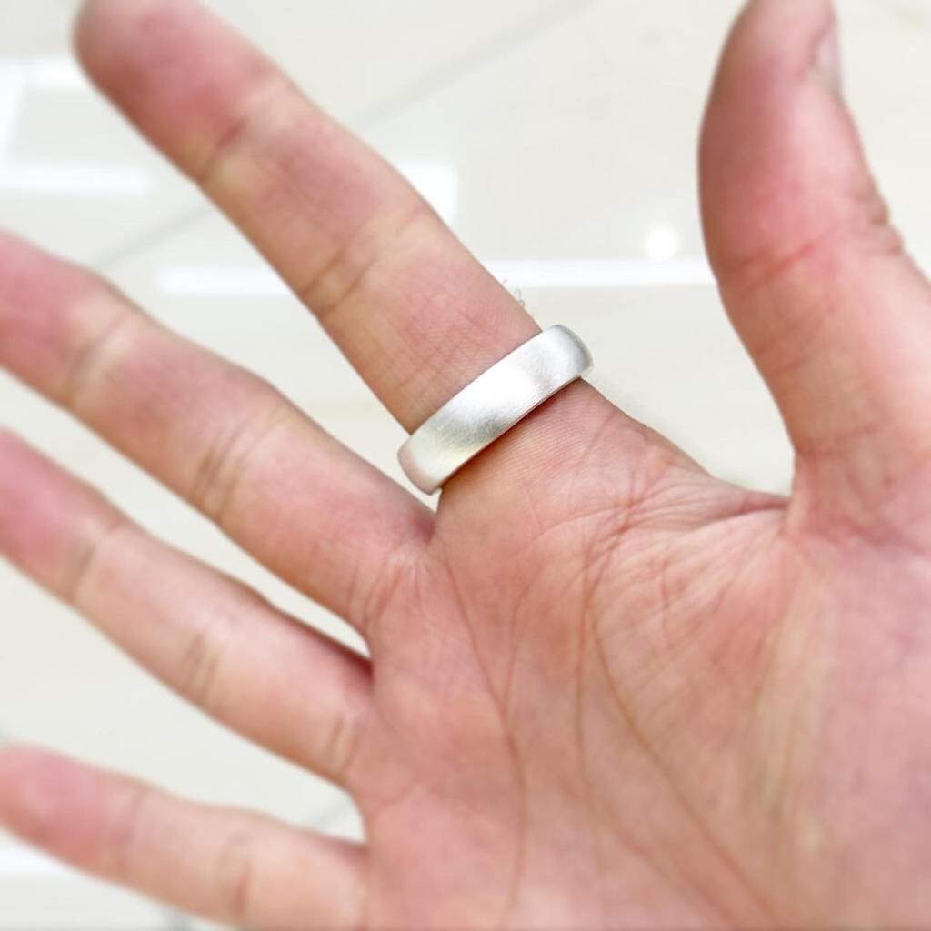 Solid Heavy 999 Pure Silver Ring Band In Satin/Brushed Band Wedding Thick Ring
