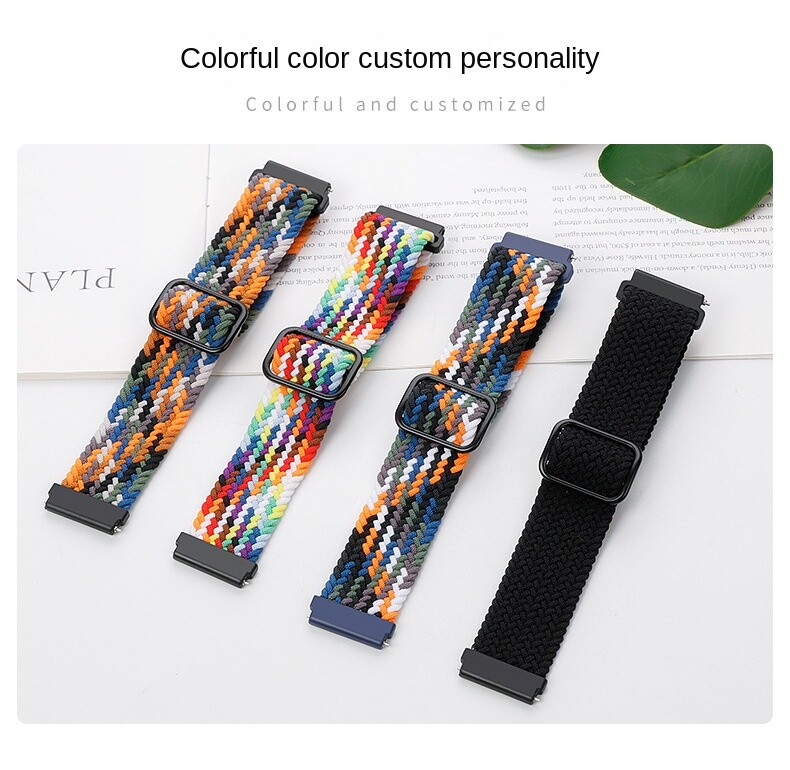 High Quality Adjustable Nylon Braided Elastic Sport Watch Band Strap 20mm 22mm