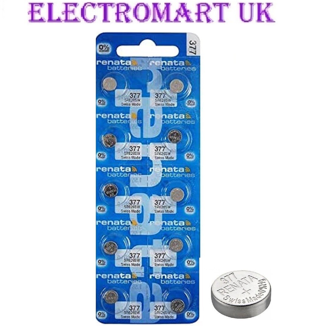 10 X RENATA 377 SR626SW SILVER OXIDE SWISS MADE WATCH BATTERIES 1.55V