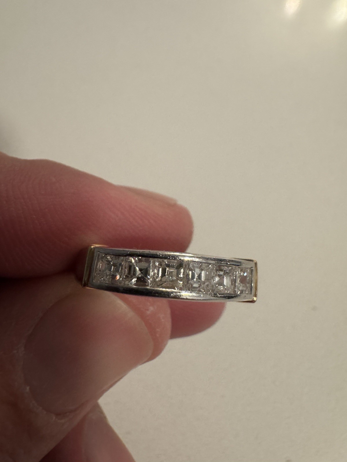 Platinum 1.05CTW Asscher Cut 100% Natural Bright Diamond Ring