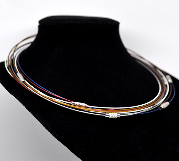 10 pcs. Memory Wire Choker Coated Necklaces with Silver Screw Clasps – 18″
