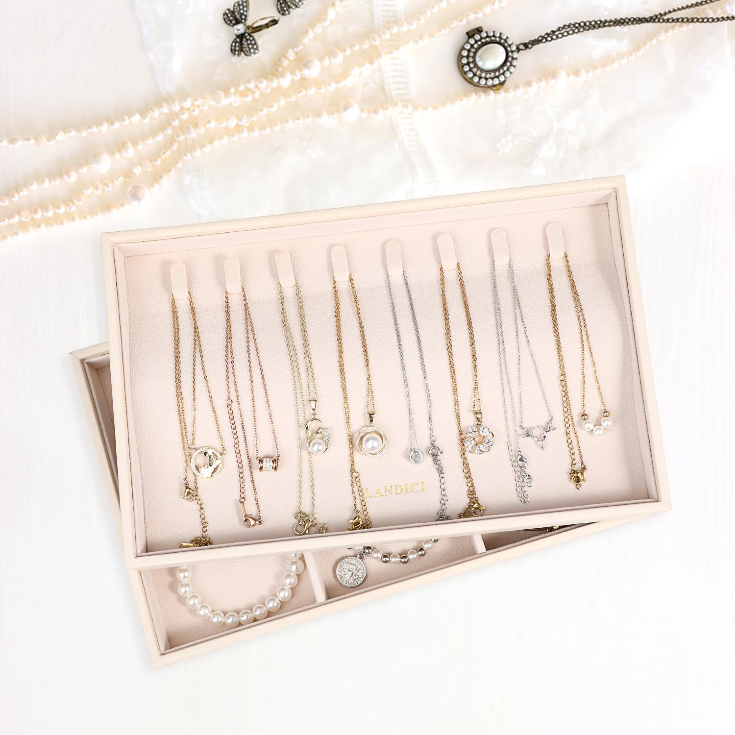 Jewelry Organizer Trays 10.23″ X 6.49″ X 4.92″ – Set of 4 PU Leather Storage