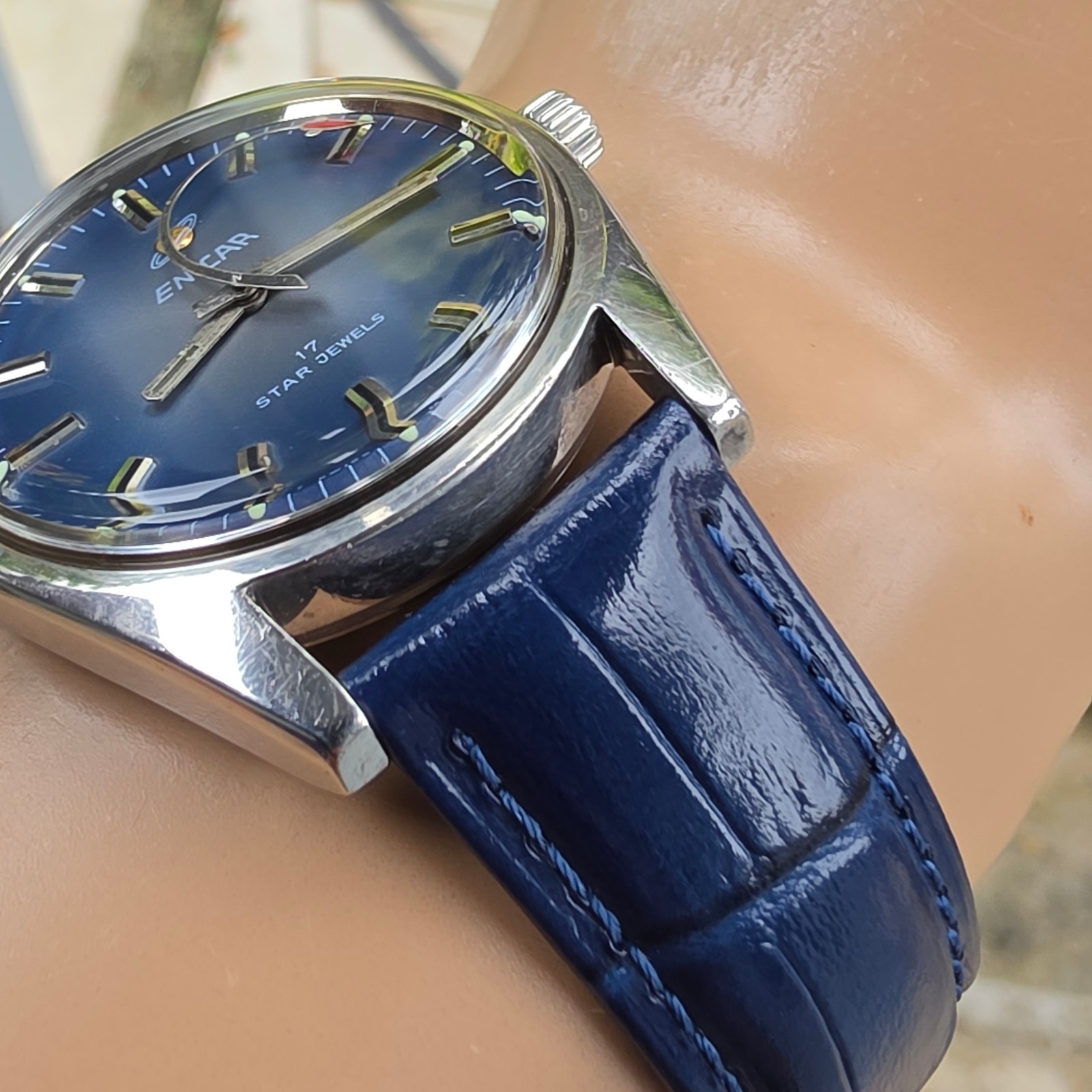 Vintage ENICAR men’s manual wind watch Rocket second hand swiss 1970s