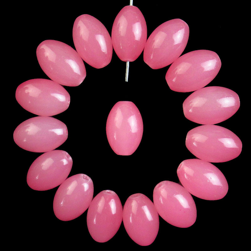 26Pcs 15x10mm Manmade Pink Jade Drum Pendant Beads CJ923
