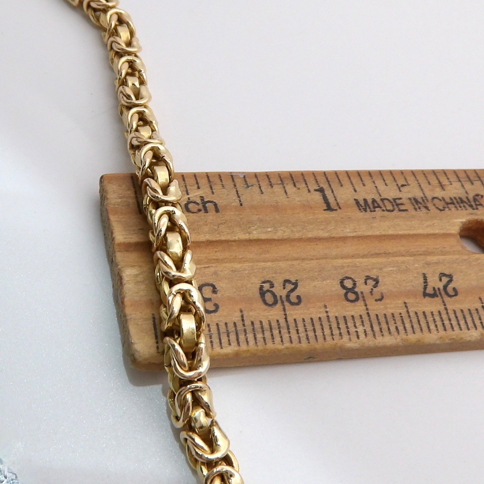Solid 14k Gold Round Byzantine Link Tukrish Rope Chain Necklace 18.5in Italy