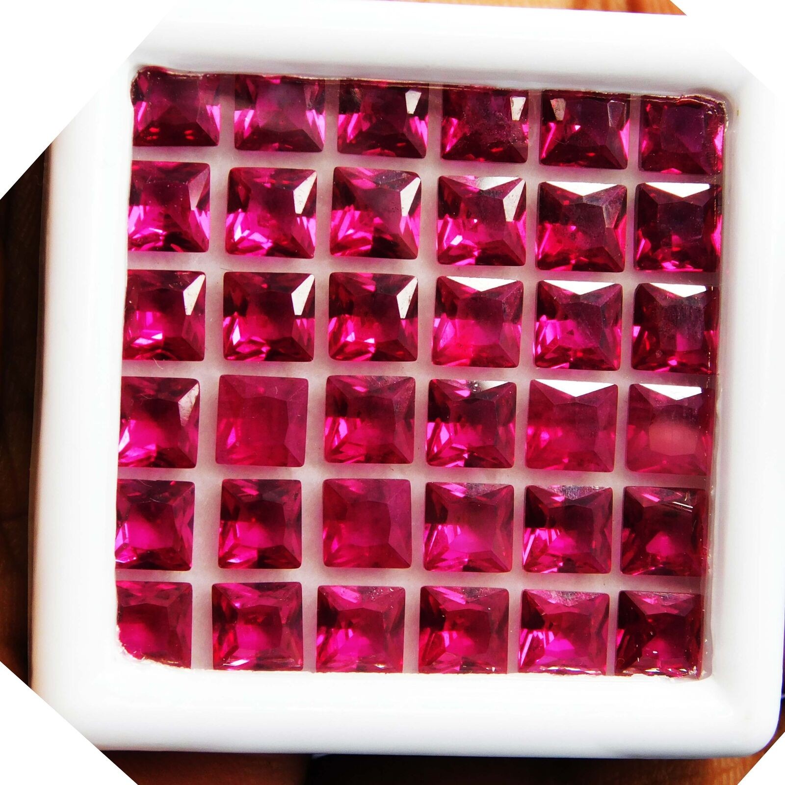 50 PCS Natural Red RUBY Loose Gemstone Lot CERTIFIED Ring Size Square Shape