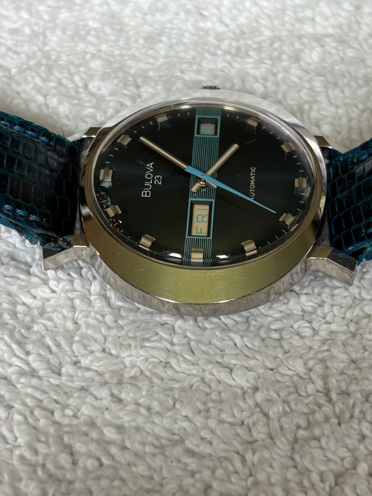 Boulova Oval sapphire blue dial 23 jewel automatic