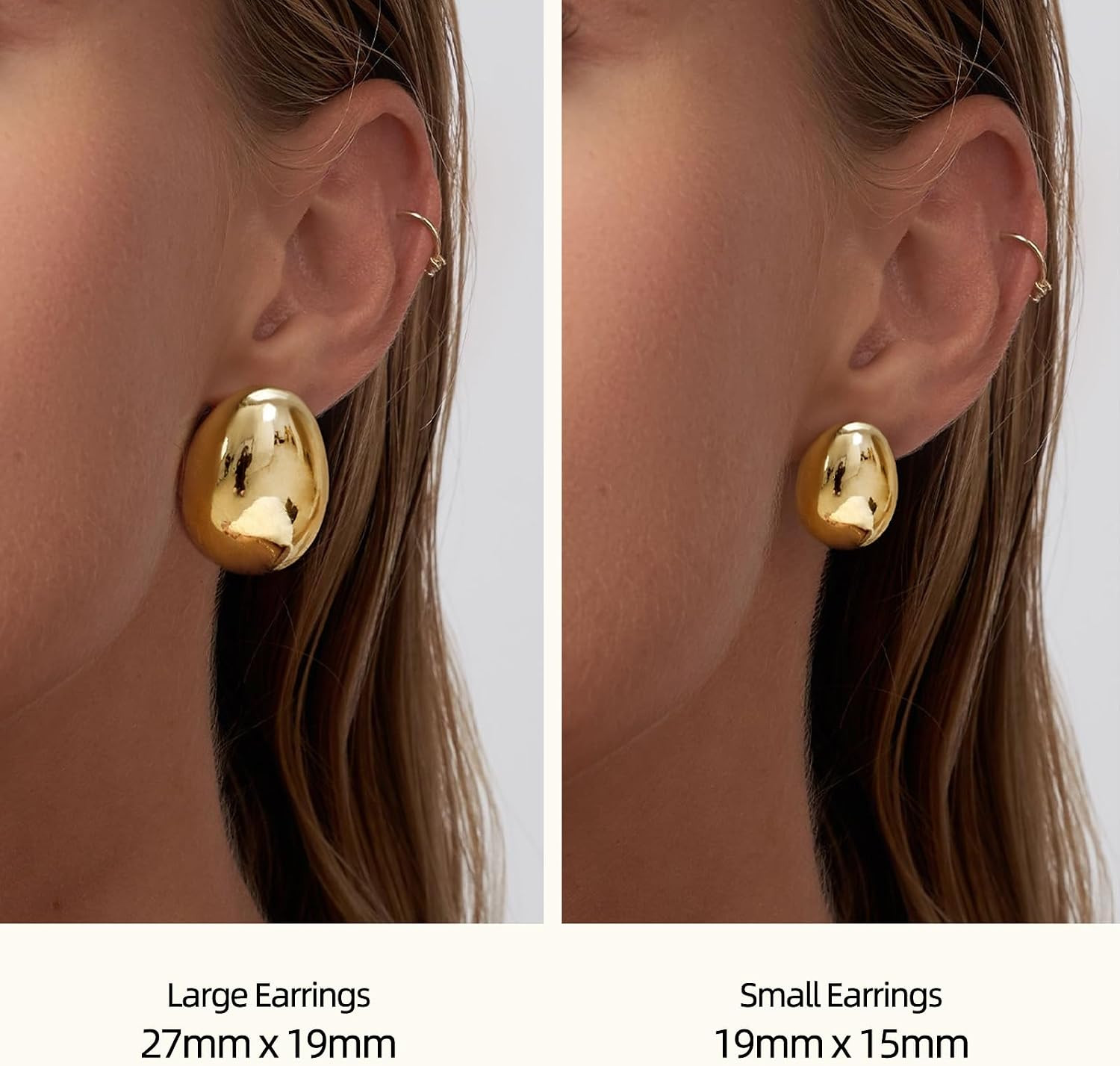 2/3 Pairs Chunky Gold Earrings for Women Trendy, 14K Gold Plated Statement Earri