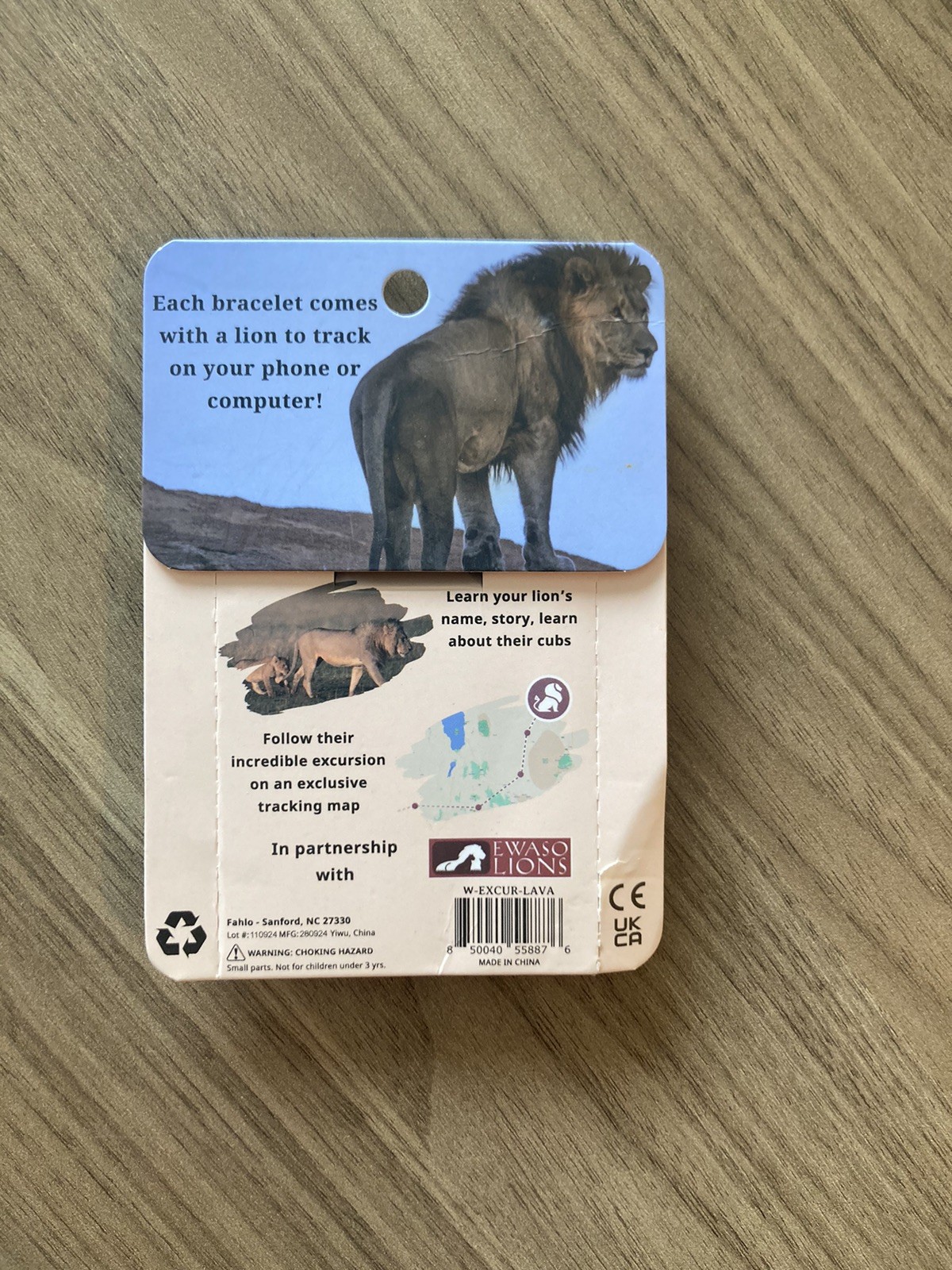 Fahlo Lion Tracking bracelet, Lava Stone Black Endangered Species Jewelry NWT