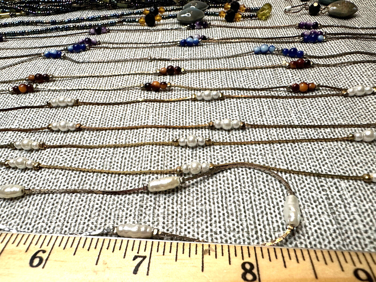 Lot of 9 Necklaces, 1 Matching Set of Earrings, Some Marked Korea