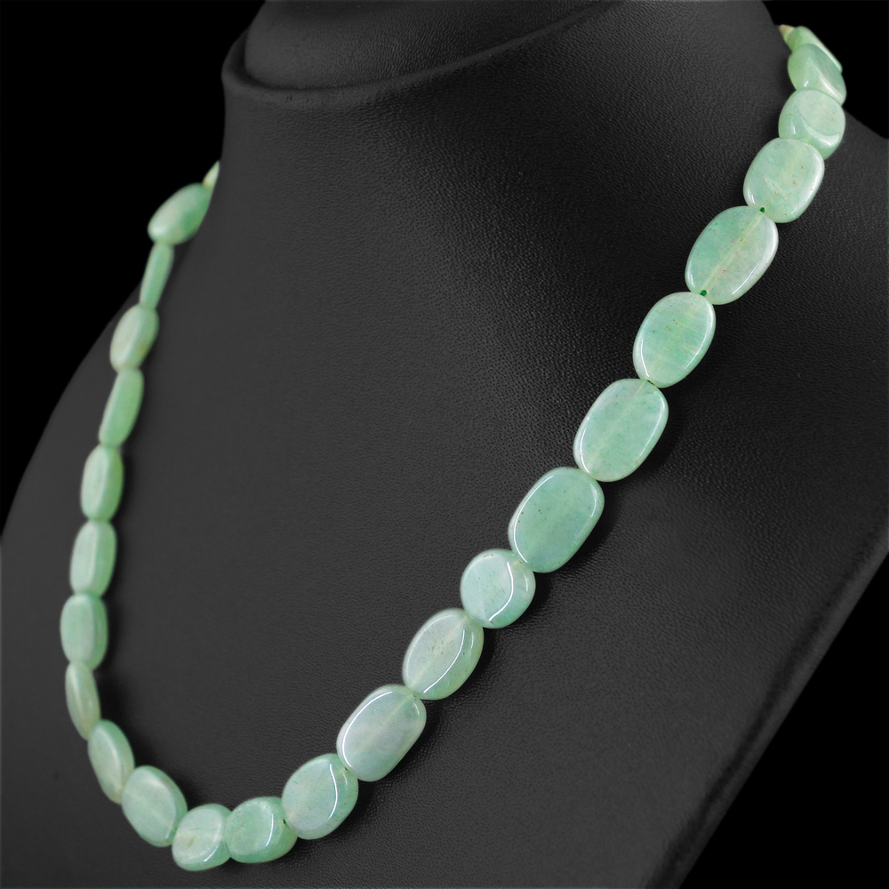 207.50 CTS NATURAL UNTREATED RICH GREEN AQUAMARINE OVAL SHAPE BEADS NECKLACE