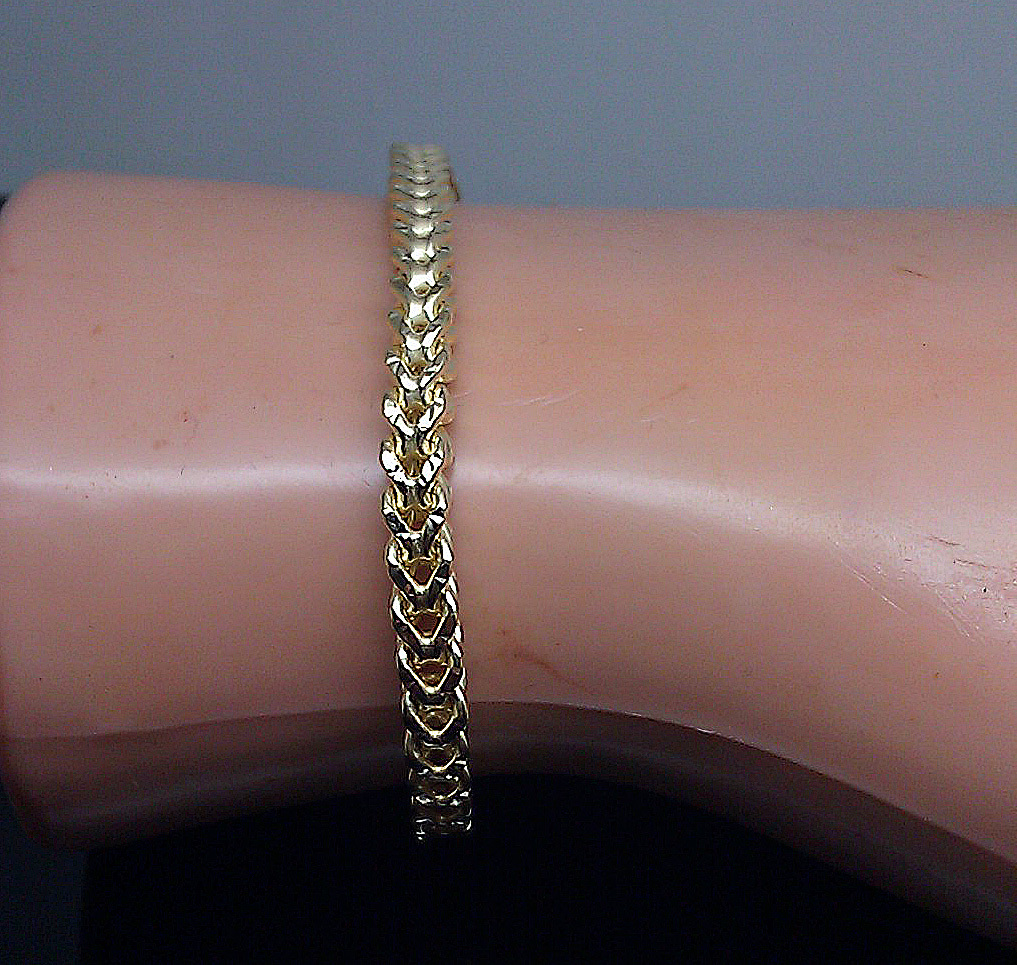 10k Yellow Gold Franco Bracelet 4mm 8″ Inch Men Women Rope Cuban Link Real gold