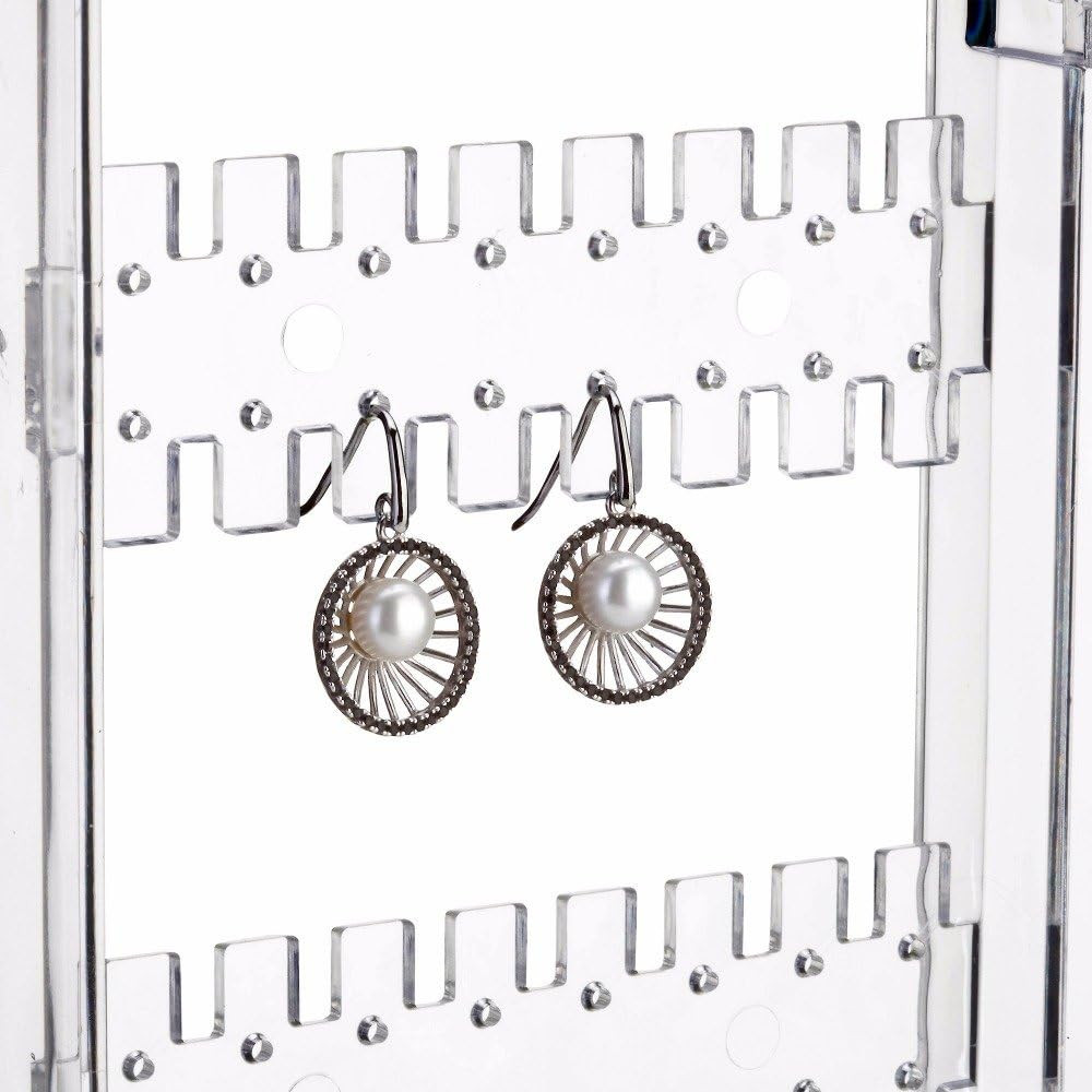 Acrylic Earring Holder Organizer, 256 Holes, 5 Tiers, Foldable Necklace Display,