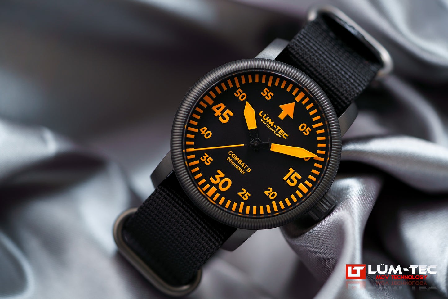 Lum-Tec Mens Watch Combat B71 Orange Dial, Military-grade PVD Hard Coating