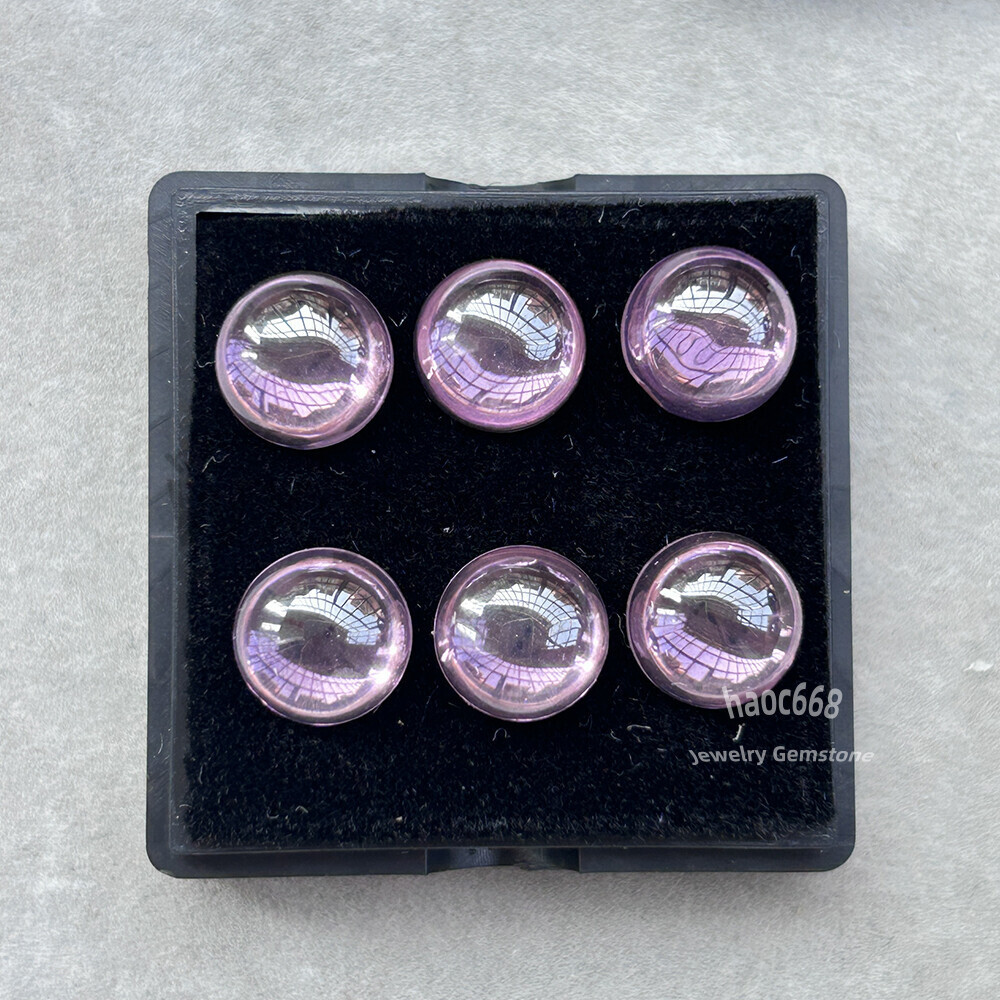 10se Pink transparent 3mm-12mm Amethyst Round Cabochon Loose Cubic Zirconia