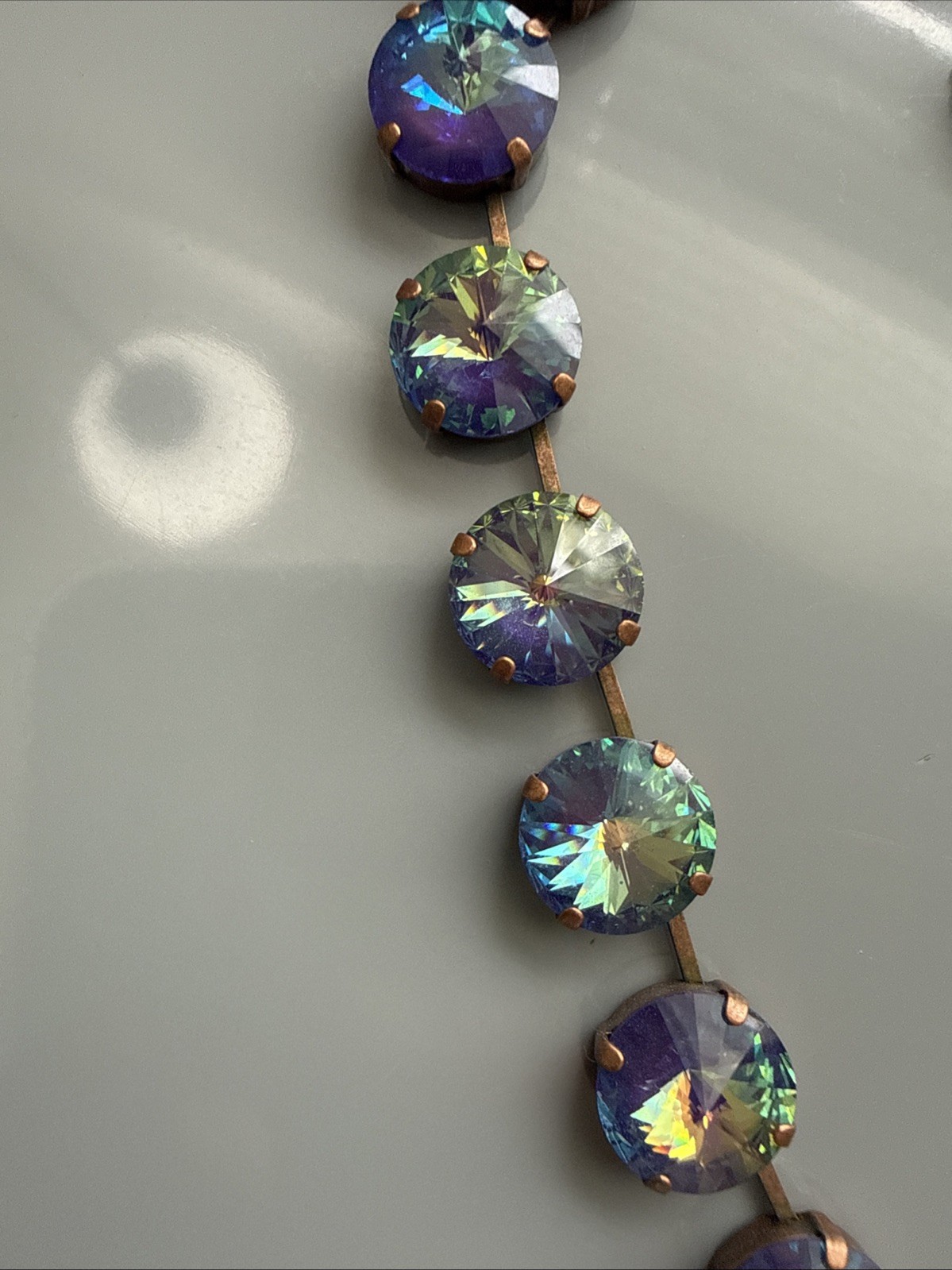 Authentic Sabika Manhattan Choker Necklace 15mm Iridescent Blue Teal Crystal