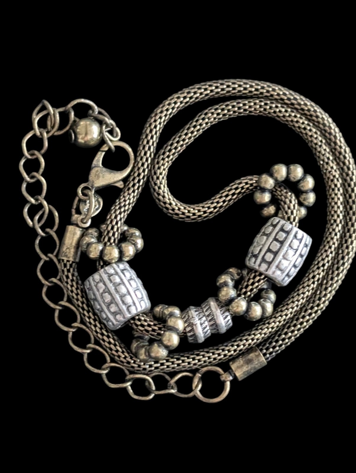 1928 Jewelry Co Mixed Metal Magnetic Hinged Enhancer Pendant Mesh Necklace Boho