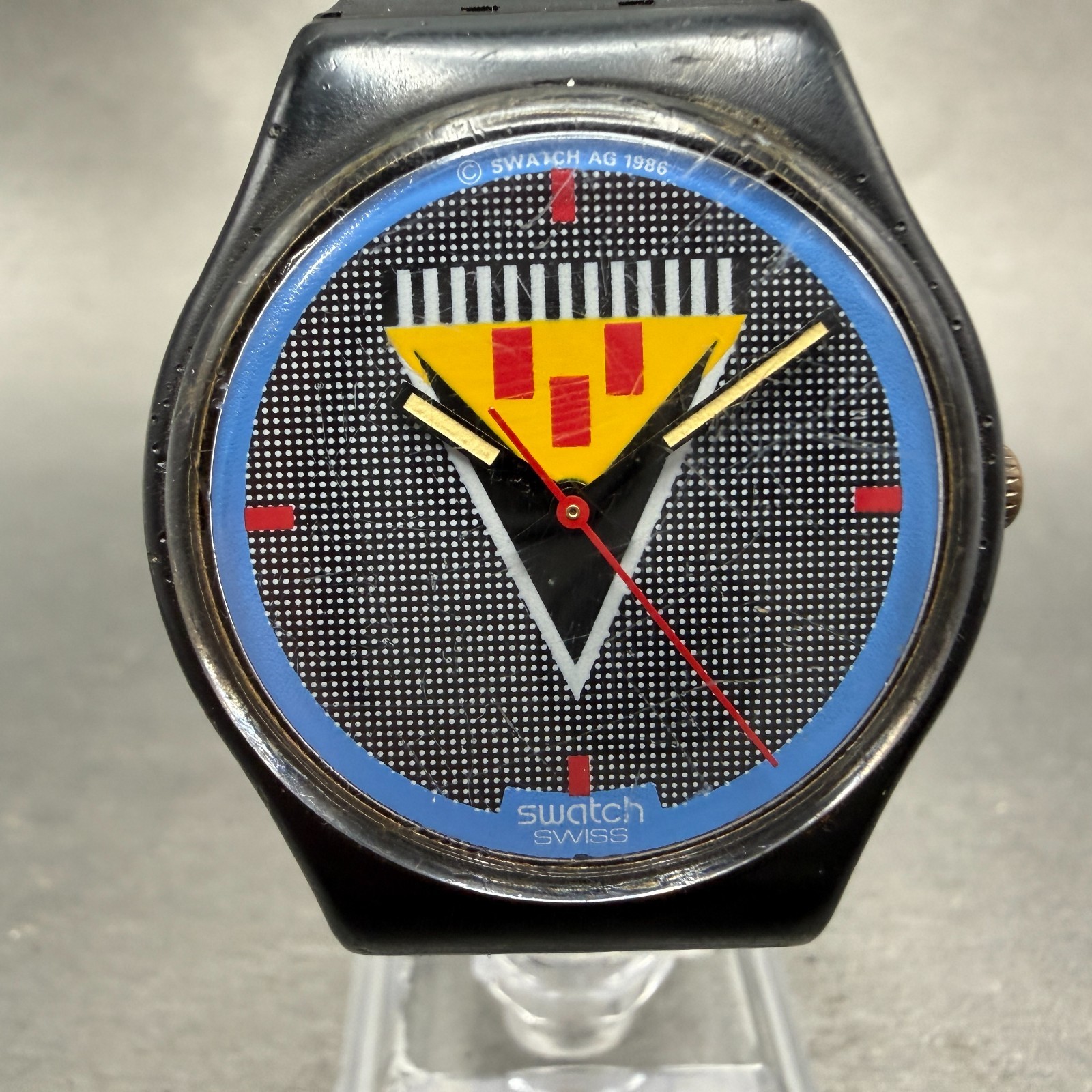 Swatch Lancelot Watch Men 34mm Black Dial Black Tone Round GB110 New Battery