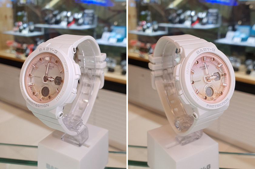 Casio Baby-G BGA-250-7A2DR Beach Traveler White Pink Analog Digital Watch 100M