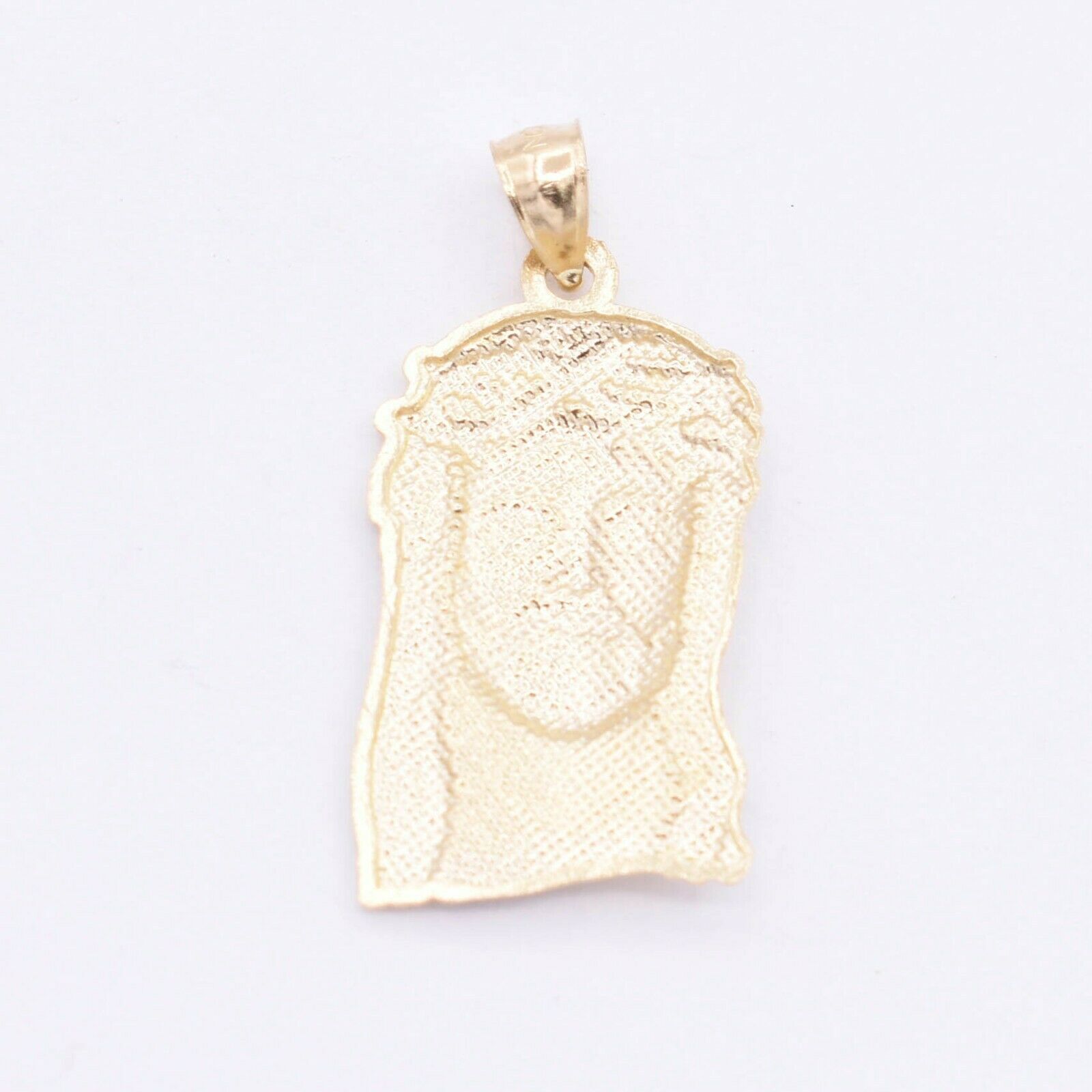 1 1/4″ Men’s Textured Jesus Head Pendant Real 10K Yellow Gold