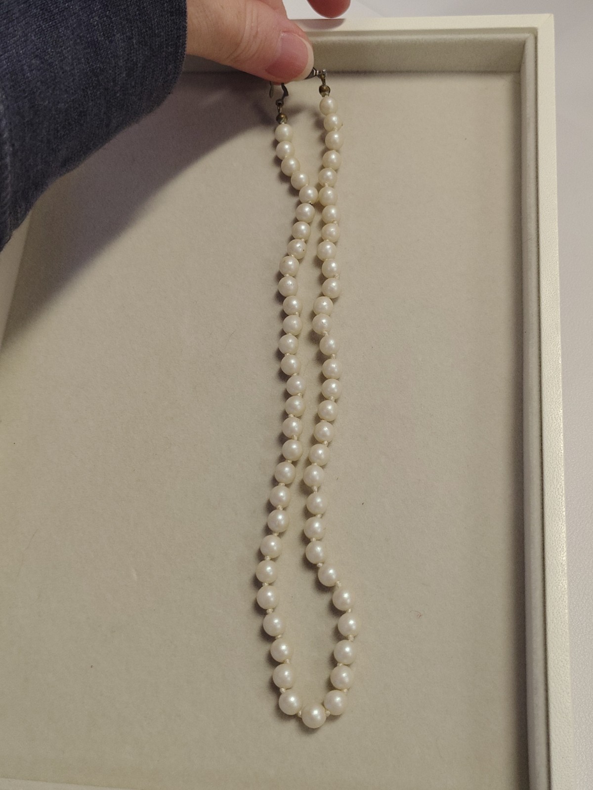 Mid 20th Century 15-inch-Hand Knotted Faux Pearl Necklace Choker