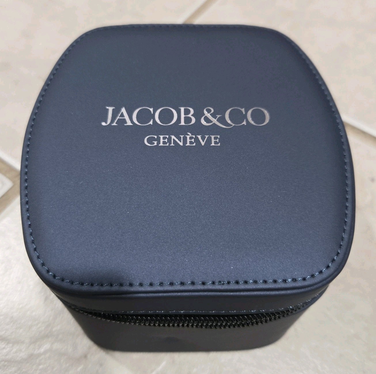 Jacob & Co. Genève Luxury Watch Travel Box – Navy Blue Leather Single Case NEW