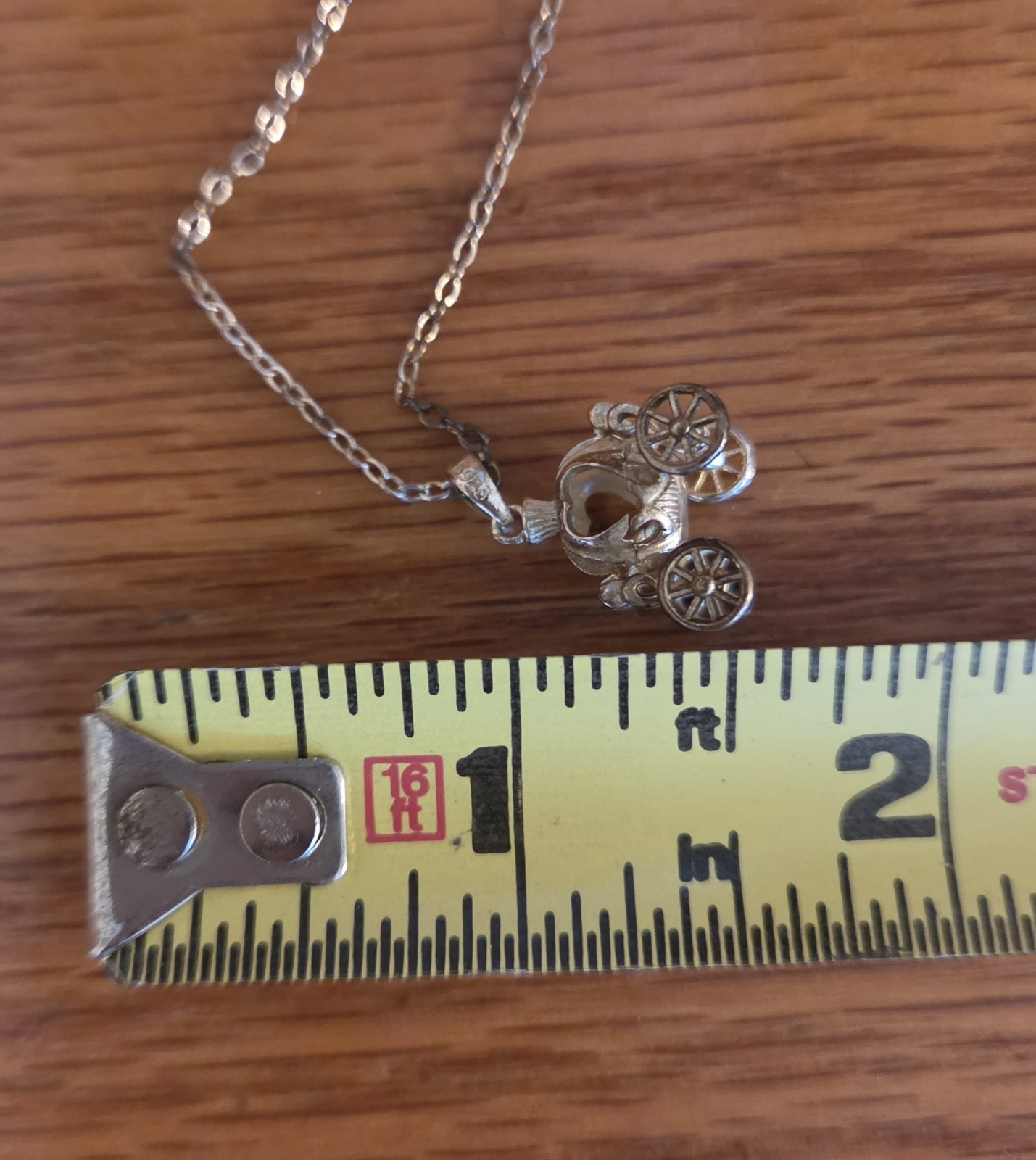 Girls Sterling Silver 925 Cinderella Pumpkin Carriage Necklace Silver &Gold Tone