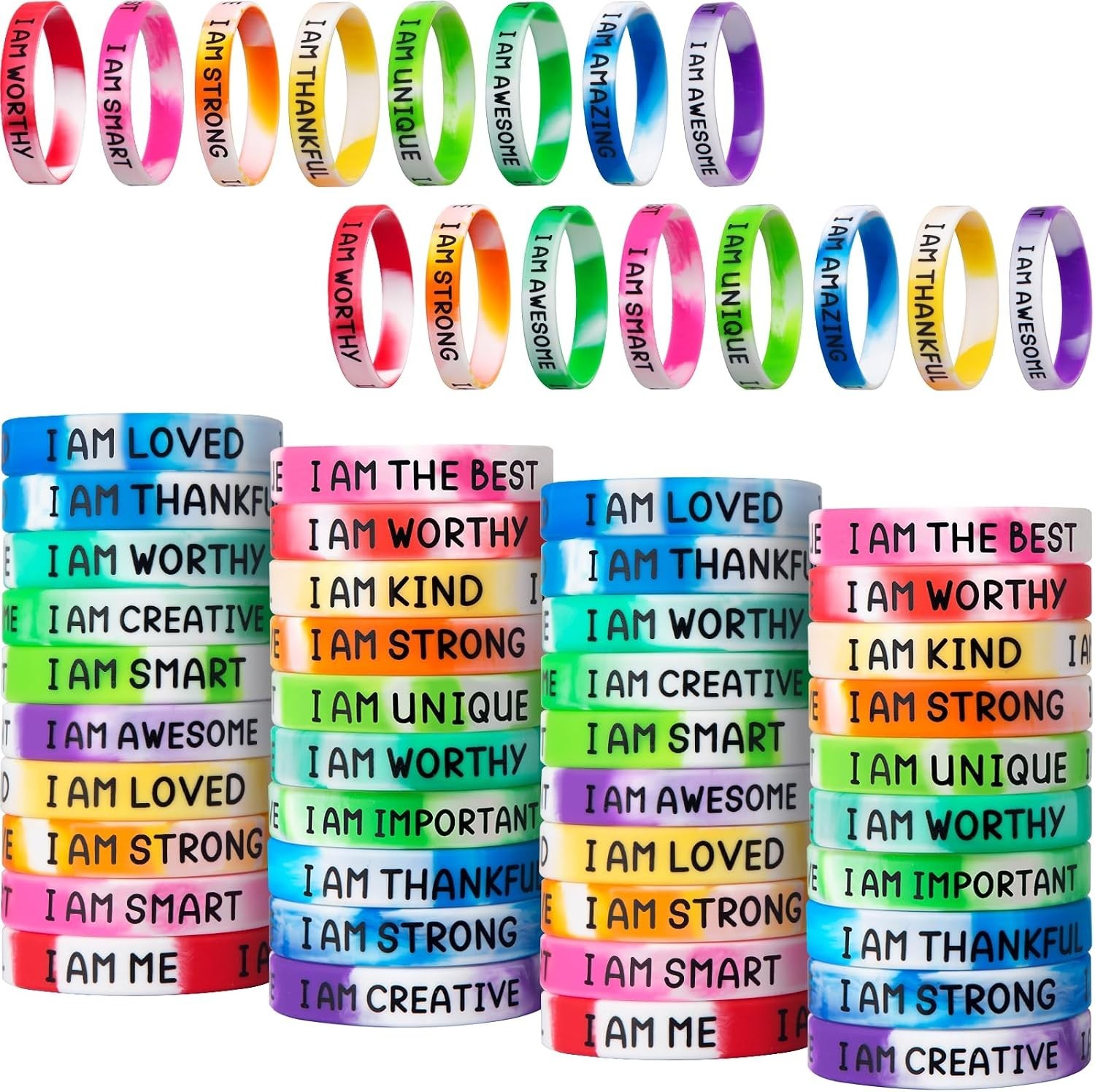 Motivational Wristbands for Students, Colorful Inspirational Rubber Bracelets…