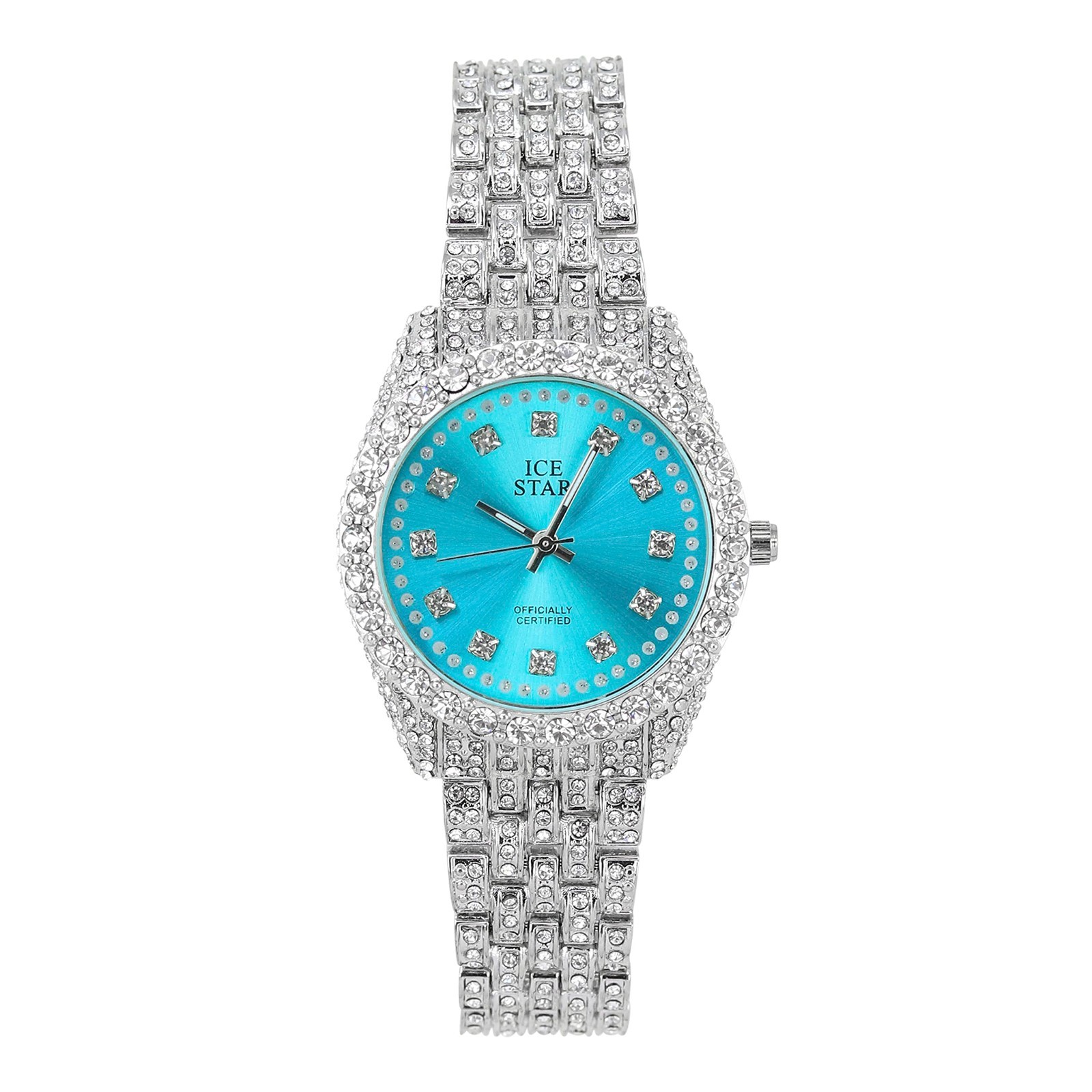 32mm Iced Out Women’s Diamond Dial Watch – Stylish & Elegant Timepiece