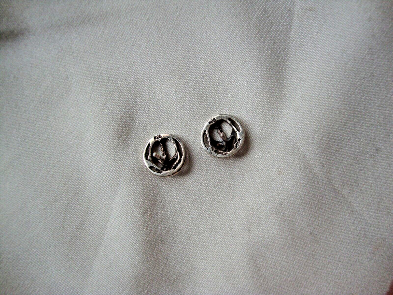 VTG STERLING SILVER STAMP 925 GRATEFUL DEAD SKULL & LIGHTNING BOLT STUD EARRINGS