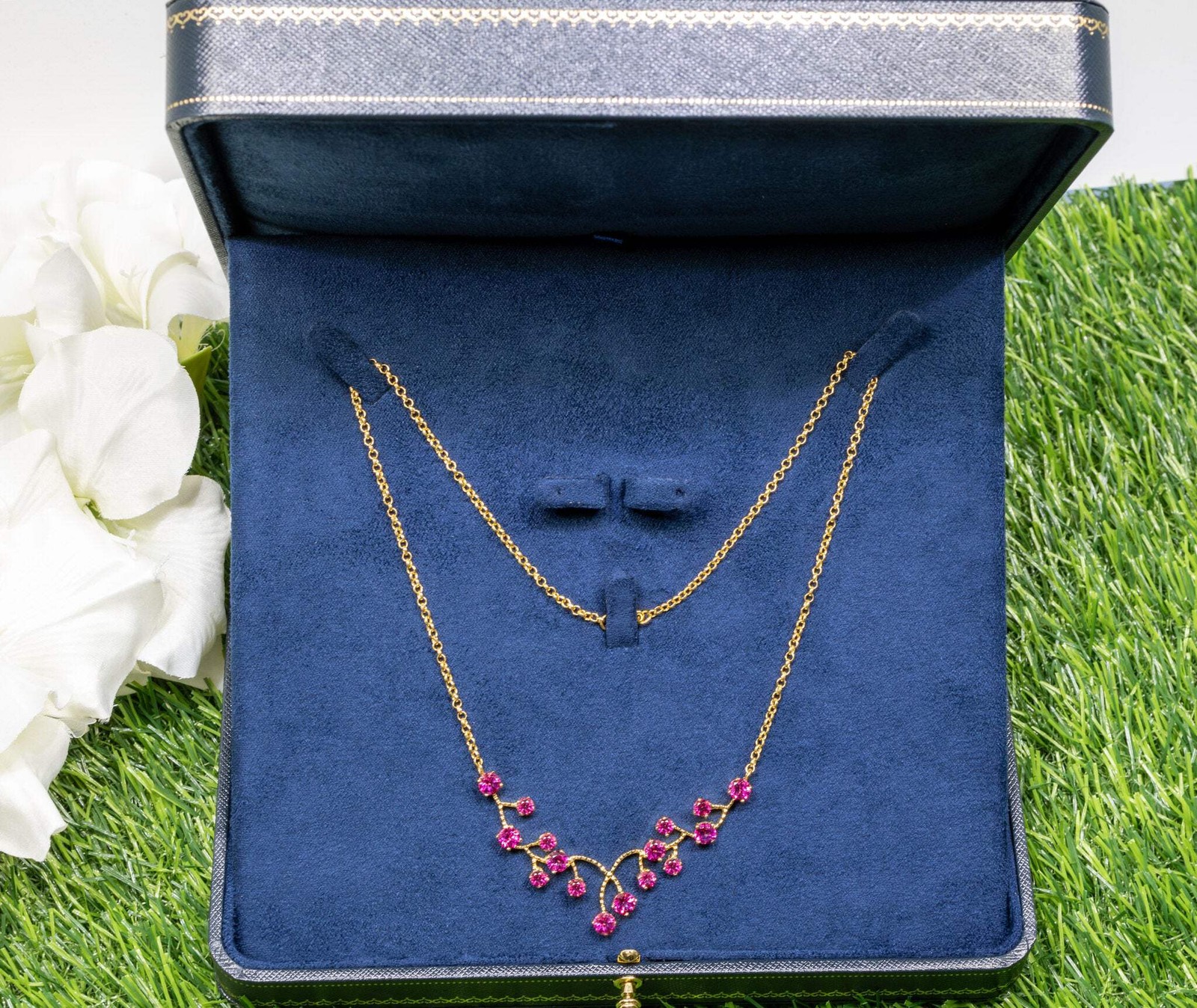 Natural Pink Topaz Necklace 7.9ct Sterling Silver 18 inch Gold Tone Womens