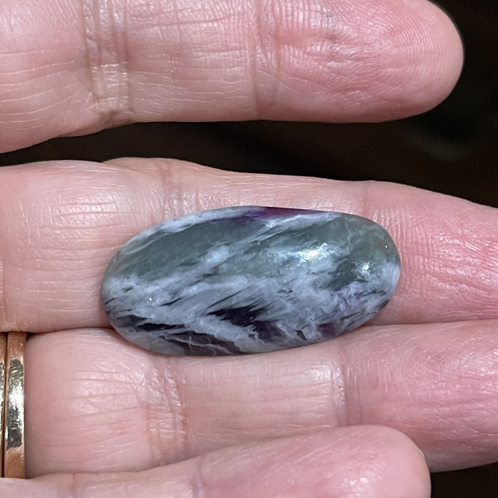 31×15.4×5.3mm Green Purple Turkish Oval Kammererite Cabochon Loose Gemstone