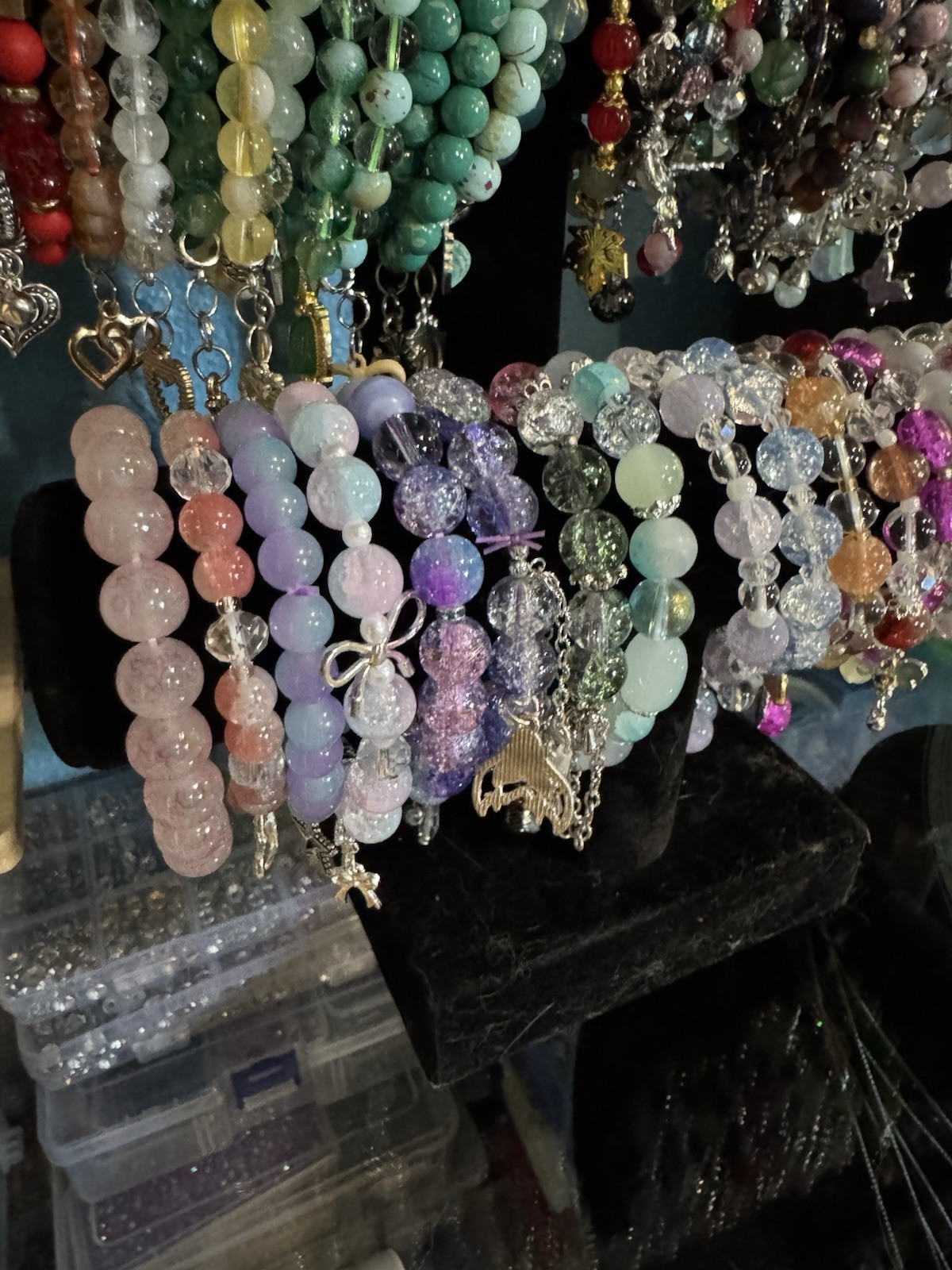 Mixed Jewelry Lot 50+ Multicolor Beaded Stretch Bracelets Mixed Materials