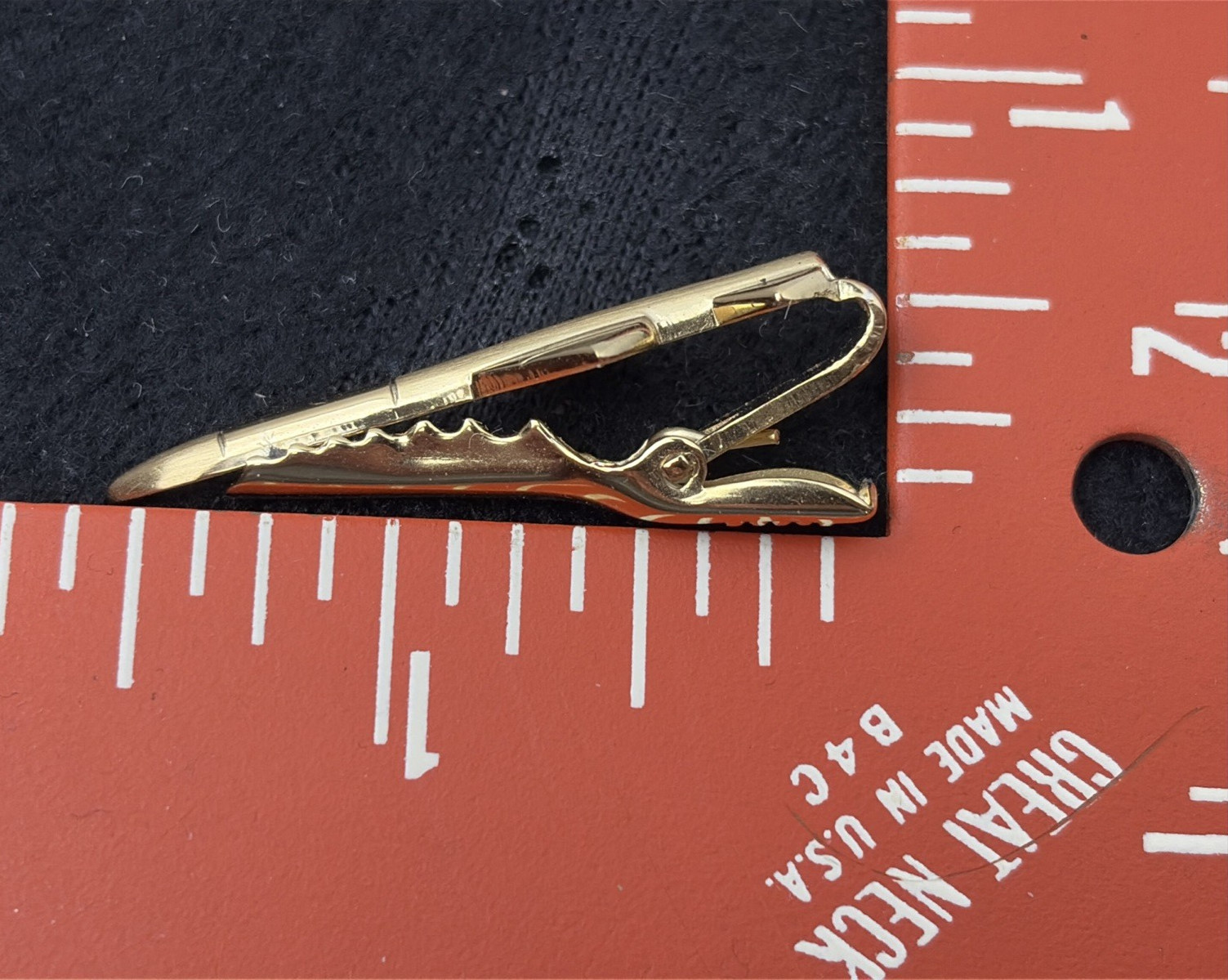 Vintage Rocket Military Missile SMALL Tie Bar Clip Gold tone rocket
