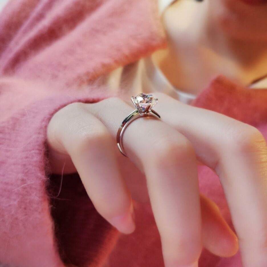 925 Sterling Silver 2CT Carbon Gem Wedding Engagement Ring R168 High Quality