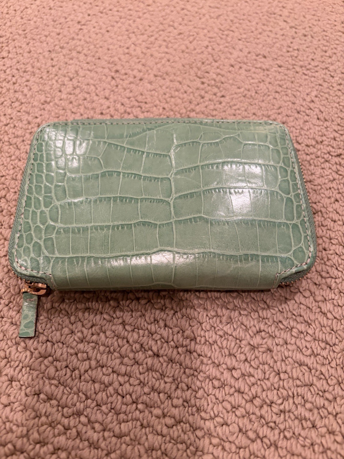 Kate Spade Green Crocodile Jewelry Travel Case