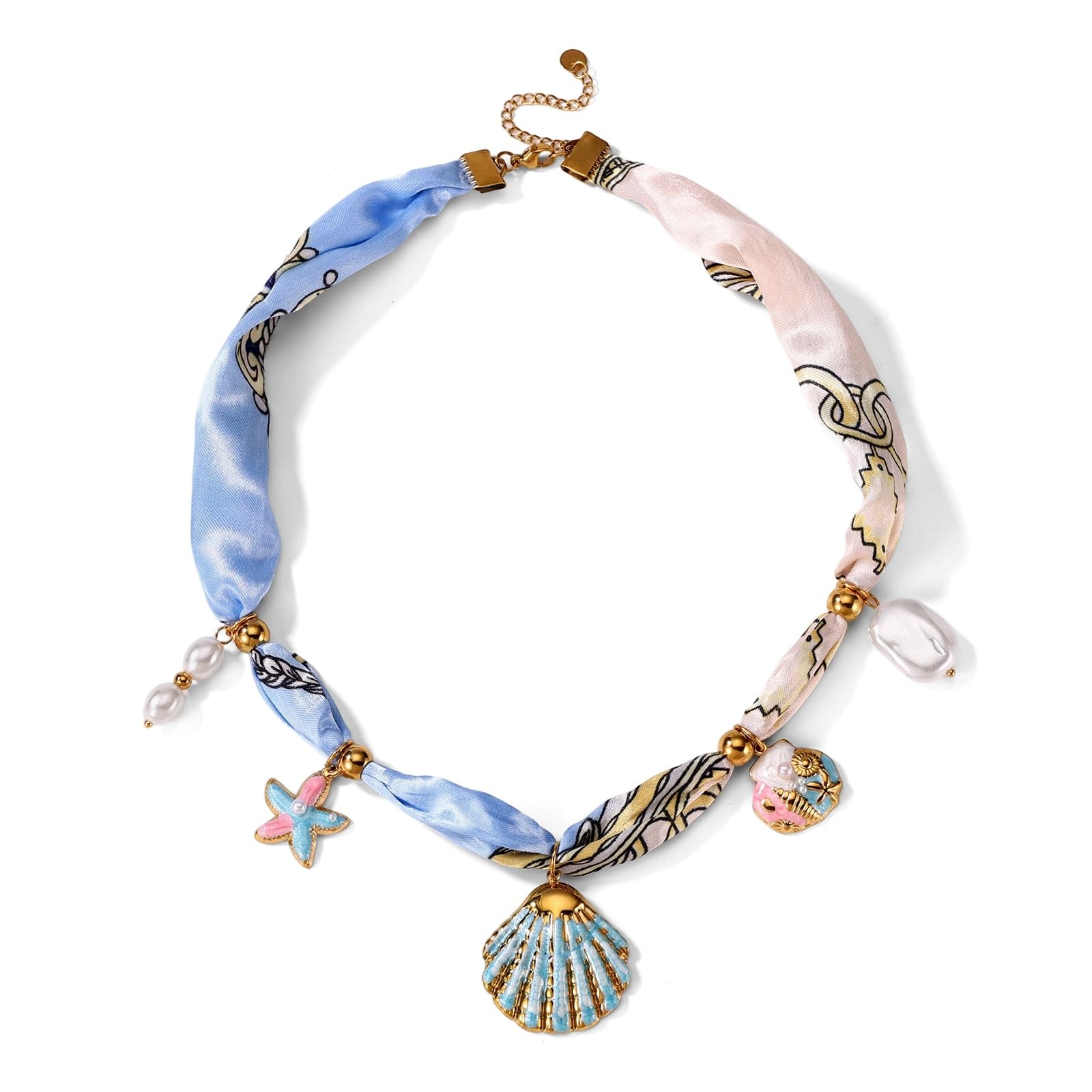 Colorful Bohemian Ocean Scarf Necklace for Women, 52cm/20.47in Beach Bandana …