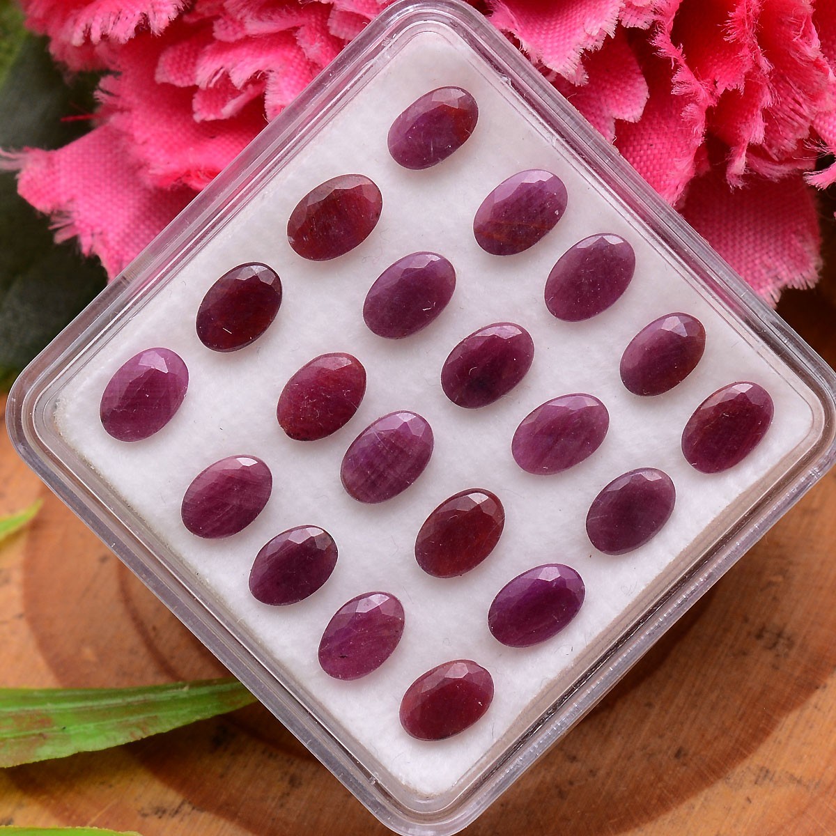 Set 21 Pcs Natural African Ruby Untreated 6mmx4mm Oval Cut Stunning Gemstone Lot