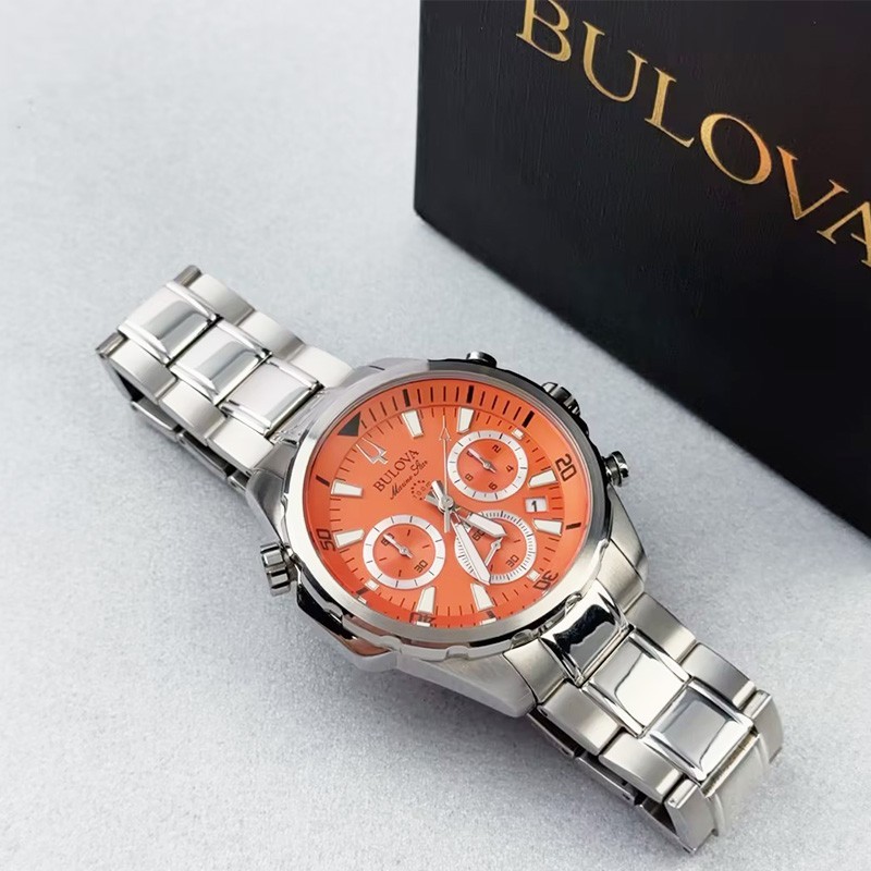 Bulova Marine Star Series B 96B395 Orange Dial Quartz Men’s Watch 43mm