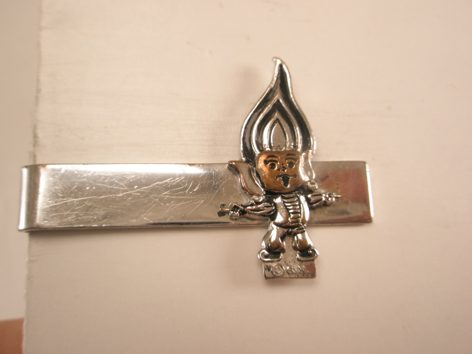 G.H. Flame Logo Mascot Vintage Tie Bar Clip gas genie advertising